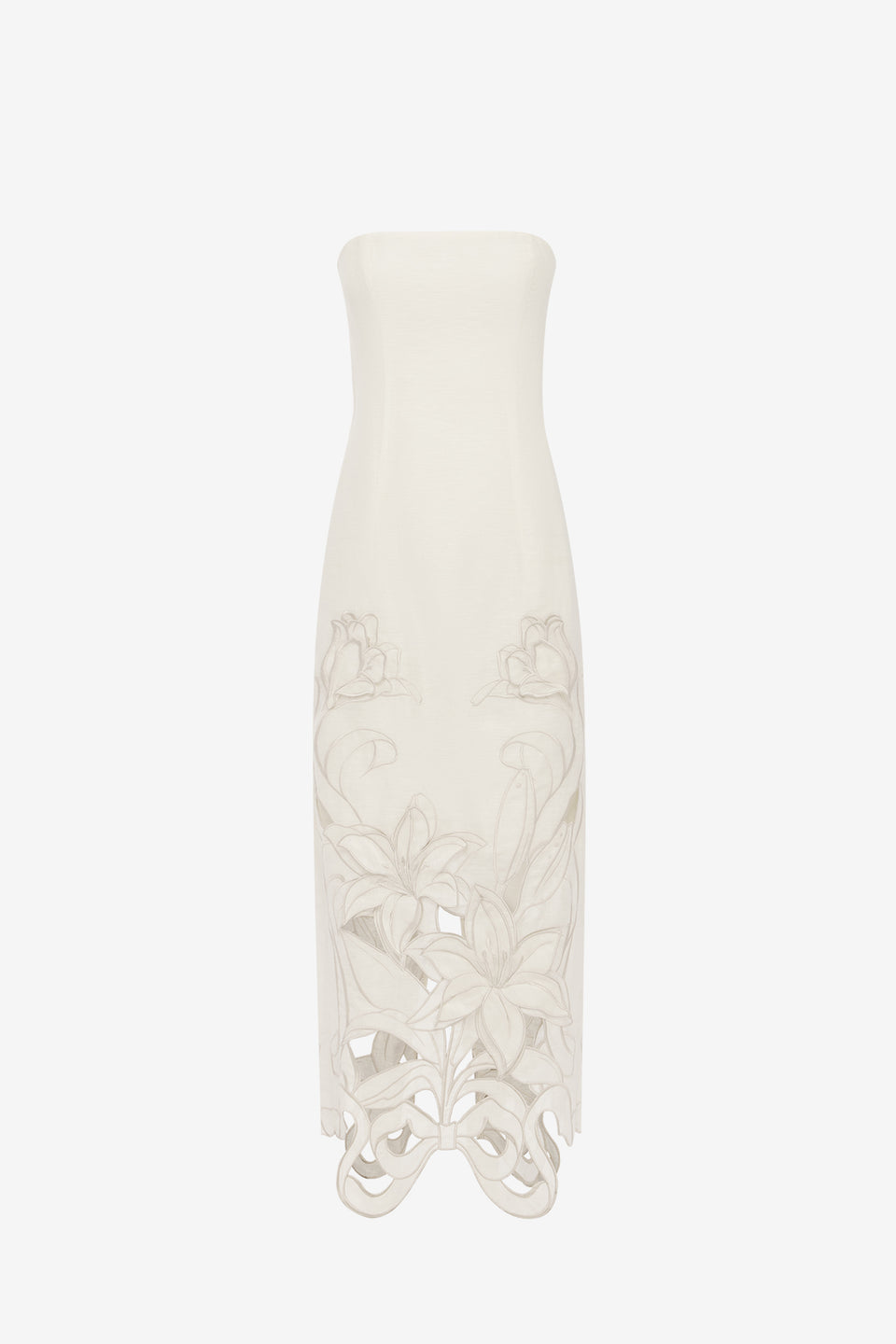 Exclusive LEO LIN Rayna Applique Bustier Maxi Dress - Lily in Snow
