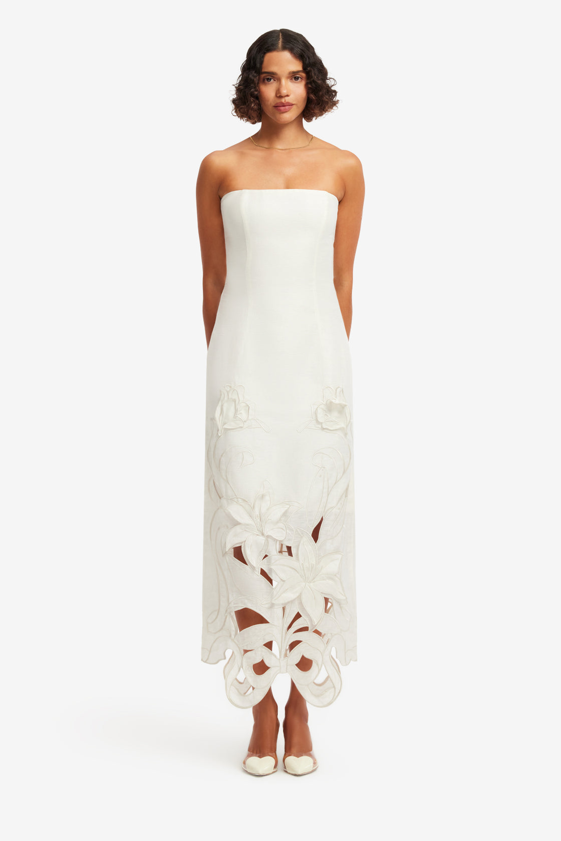Exclusive LEO LIN Rayna Applique Bustier Maxi Dress - Lily in Snow