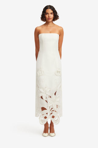 Exclusive LEO LIN Rayna Applique Bustier Maxi Dress - Lily in Snow