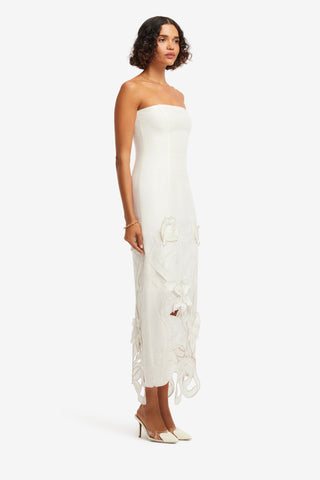 Exclusive LEO LIN Rayna Applique Bustier Maxi Dress - Lily in Snow