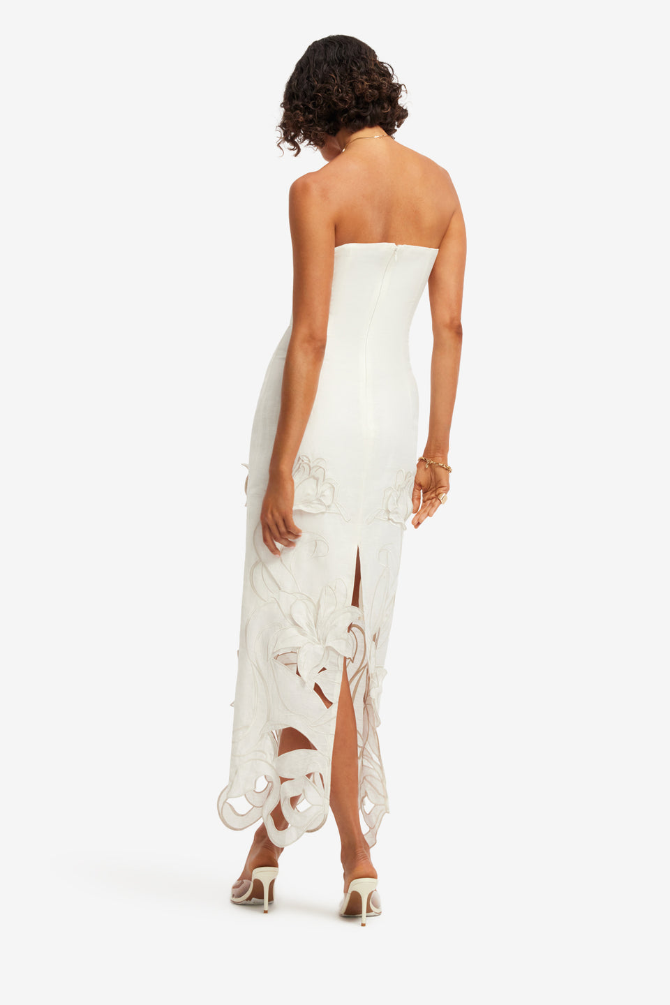 Exclusive LEO LIN Rayna Applique Bustier Maxi Dress - Lily in Snow