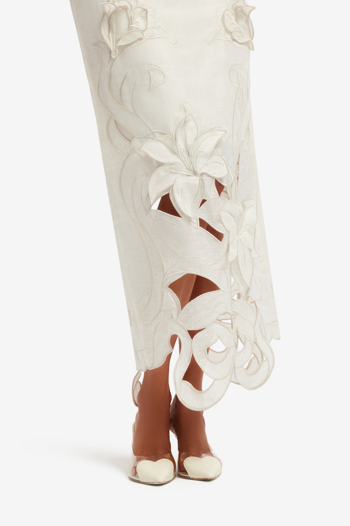 Exclusive LEO LIN Rayna Applique Bustier Maxi Dress - Lily in Snow