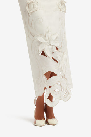 Exclusive LEO LIN Rayna Applique Bustier Maxi Dress - Lily in Snow