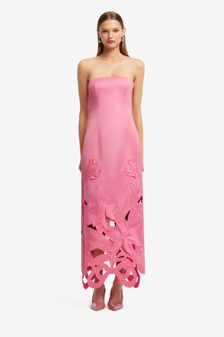 Exclusive LEO LIN Rayna Applique Bustier Maxi Dress - Lily in Fuchsia