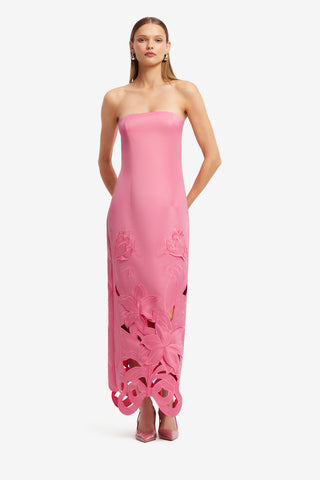 Exclusive LEO LIN Rayna Applique Bustier Maxi Dress - Lily in Fuchsia