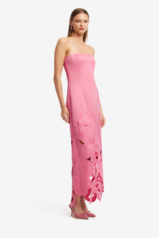 Exclusive LEO LIN Rayna Applique Bustier Maxi Dress - Lily in Fuchsia