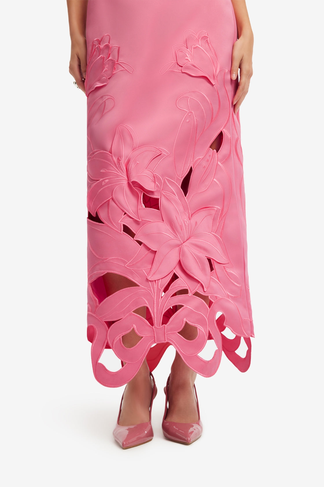 Exclusive LEO LIN Rayna Applique Bustier Maxi Dress - Lily in Fuchsia