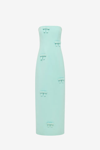 Exclusive LEO LIN Rayna Bow Bustier Maxi Dress - Pale Turquoise