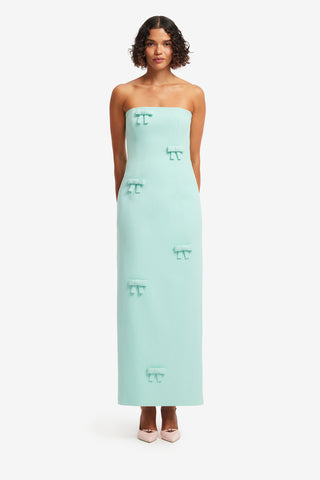 Exclusive LEO LIN Rayna Bow Bustier Maxi Dress - Pale Turquoise