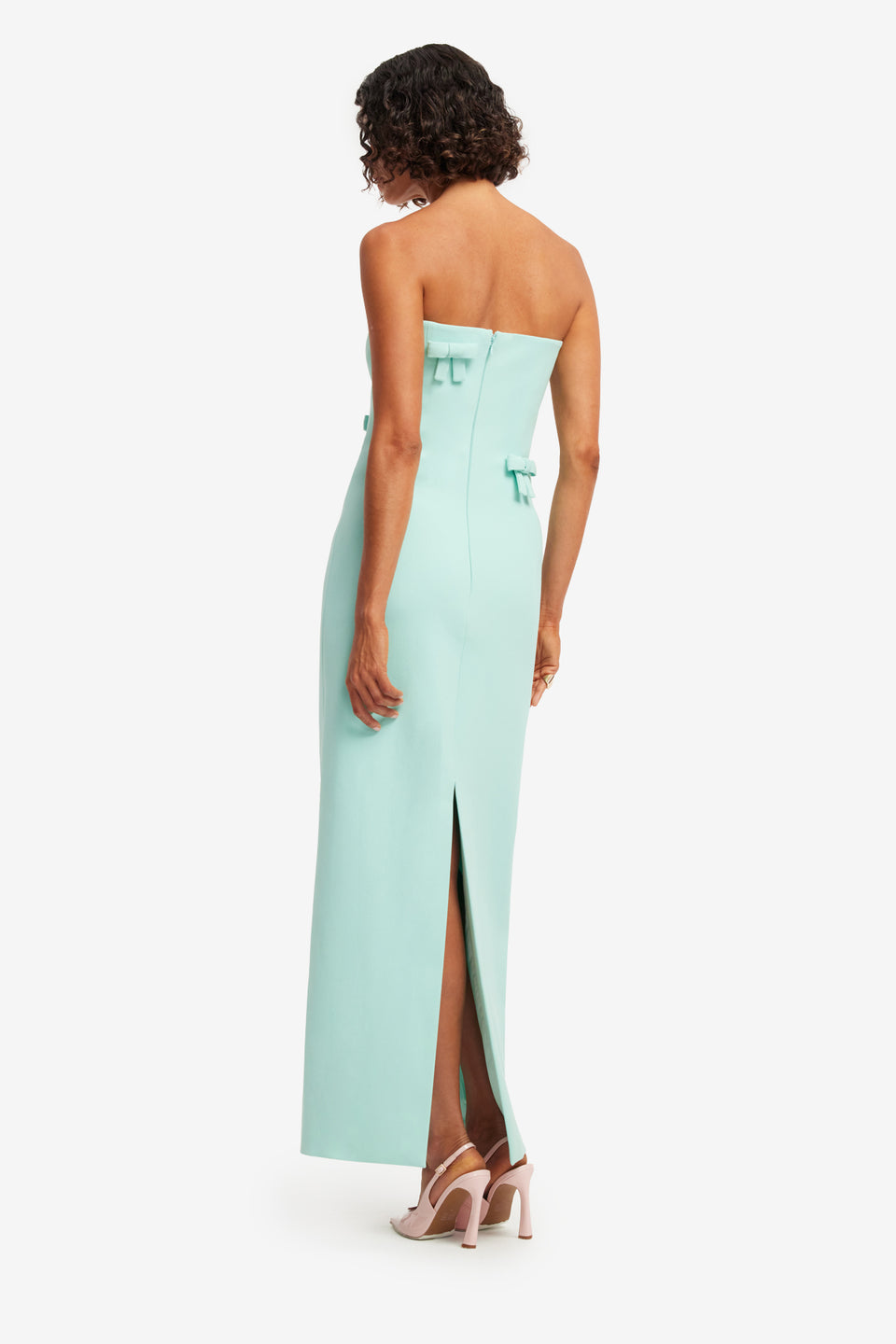Exclusive LEO LIN Rayna Bow Bustier Maxi Dress - Pale Turquoise