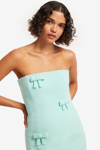 Exclusive LEO LIN Rayna Bow Bustier Maxi Dress - Pale Turquoise