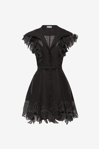 Exclusive LEO LIN Isla Applique Mini Dress - Ebony