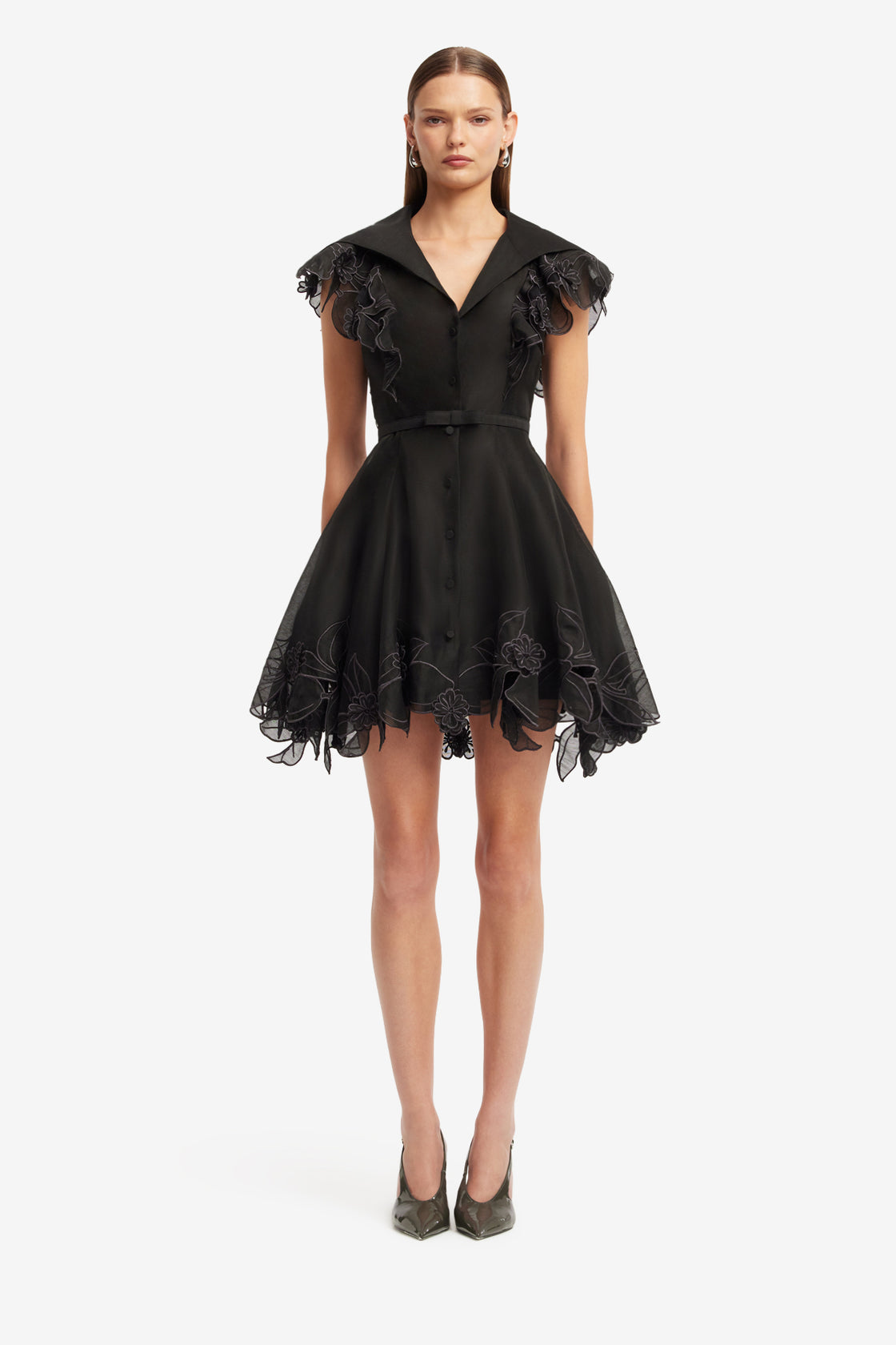 Exclusive LEO LIN Isla Applique Mini Dress - Ebony
