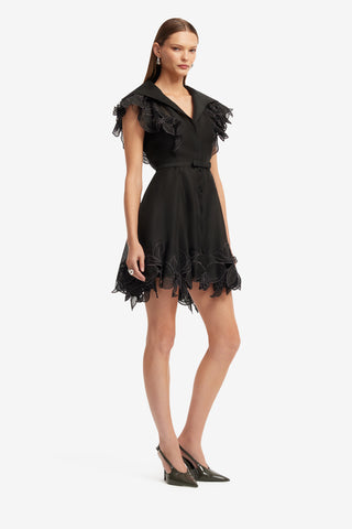Exclusive LEO LIN Isla Applique Mini Dress - Ebony