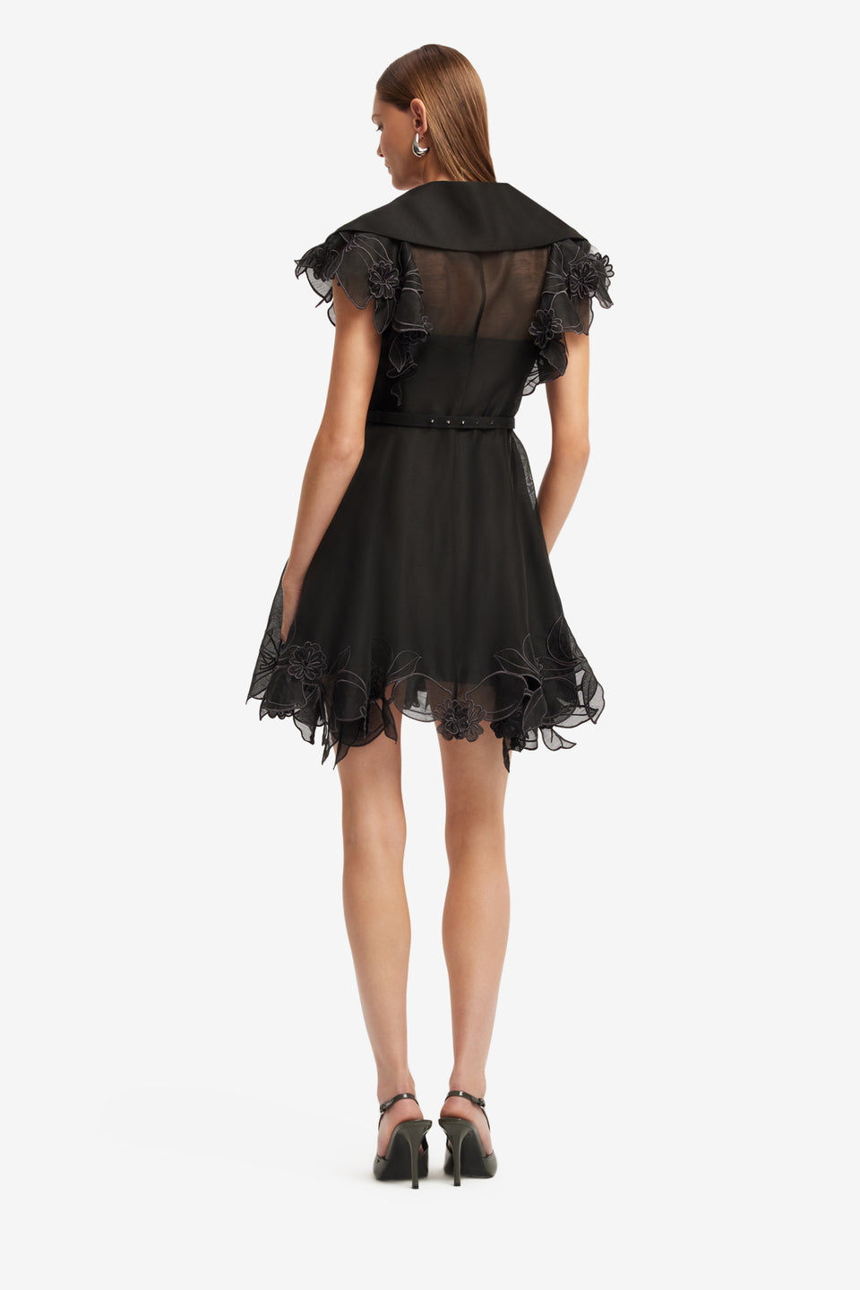 Exclusive LEO LIN Isla Applique Mini Dress - Ebony
