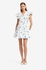 Isla Mini Dress - Ditsy Floral Print in Snow Dress Mini