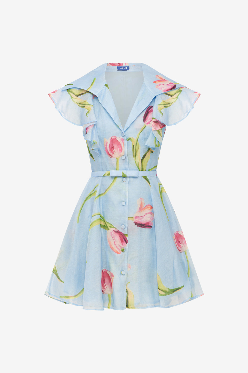 Exclusive LEO LIN Isla Mini Dress - Tulip Print in Blue