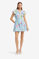 Isla Mini Dress - Tulip Print in Blue Dress Mini