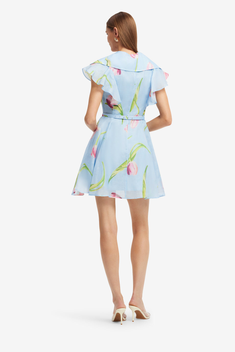 Exclusive LEO LIN Isla Mini Dress - Tulip Print in Blue