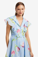 Isla Mini Dress - Tulip Print in Blue Dress Mini