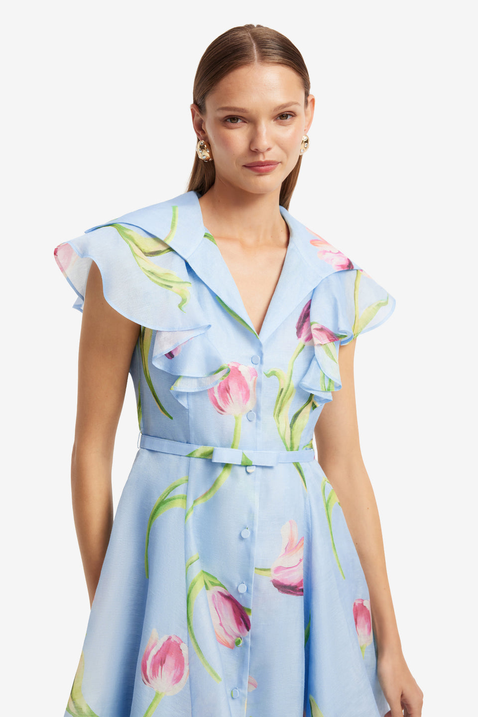 Exclusive LEO LIN Isla Mini Dress - Tulip Print in Blue