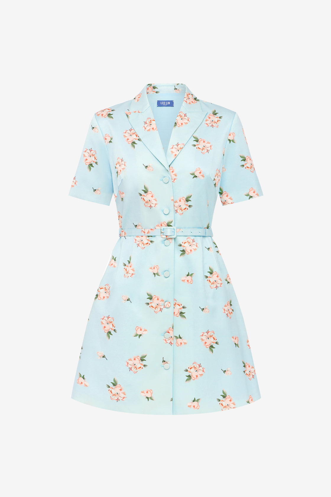 Brigitte Mini Dress - Ditsy Floral Print in Blue Dress Mini