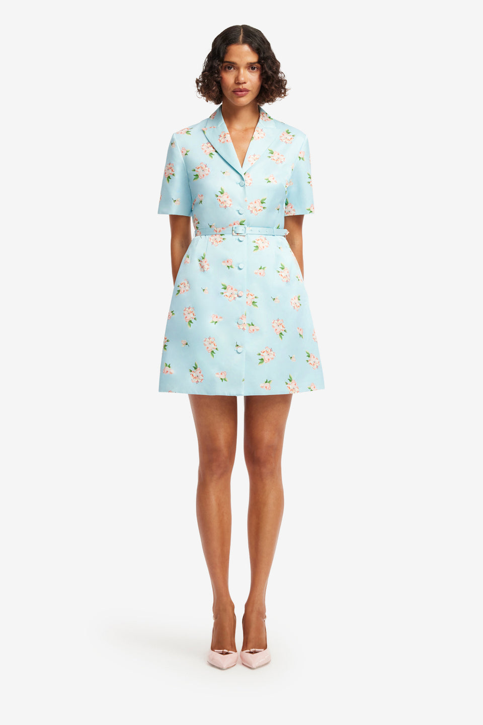 Exclusive LEO LIN Brigitte Mini Dress - Ditsy Floral Print in Blue