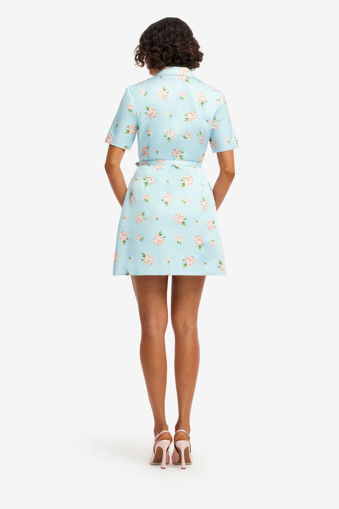 Brigitte Mini Dress - Ditsy Floral Print in Blue Dress Mini