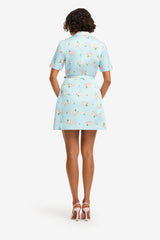 Brigitte Mini Dress - Ditsy Floral Print in Blue Dress Mini