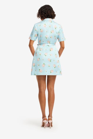 Brigitte Mini Dress - Ditsy Floral Print in Blue Dress Mini