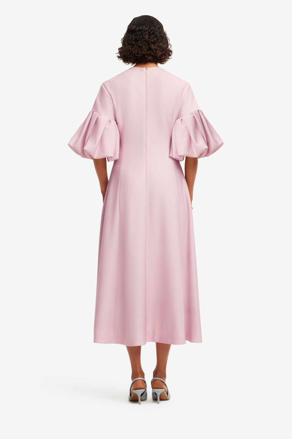 Exclusive LEO LIN Everly Midi Dress - Bouquet Print in Pastel Pink