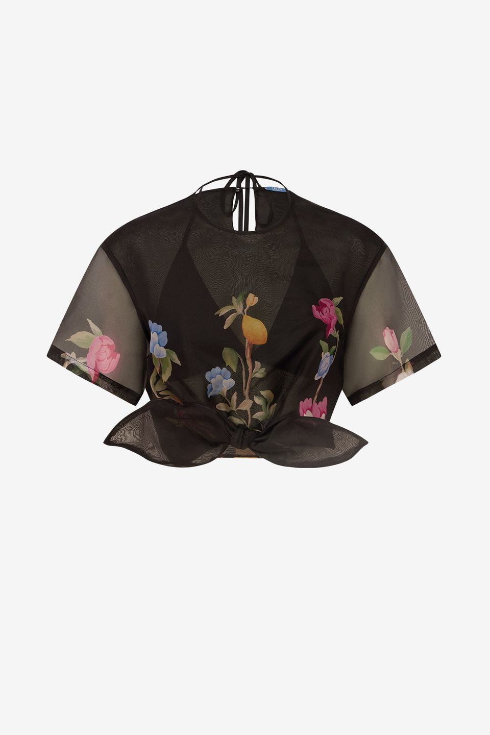 Exclusive LEO LIN Riley Sleeve Top - Lemon Vine Print in Ebony
