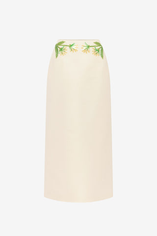 Exclusive LEO LIN Quinn Embellished Wool Midi Skirt - Wildflower