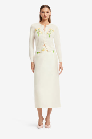 Exclusive LEO LIN Quinn Embellished Wool Midi Skirt - Wildflower