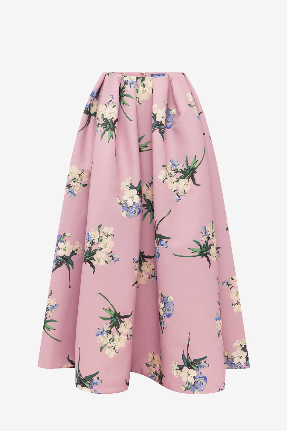 Exclusive LEO LIN Victoria Puff Maxi Skirt - Bouquet Print in Pastel Pink