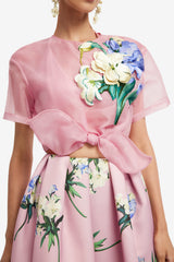 Victoria Puff Maxi Skirt - Bouquet Print in Pastel Pink Skirts