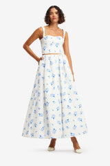 Victoria Puff Maxi Skirt - Ditsy Floral Print in Snow Skirts