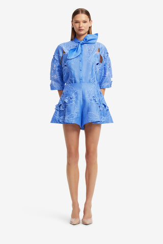 Exclusive LEO LIN Abby Applique Shorts - Azure