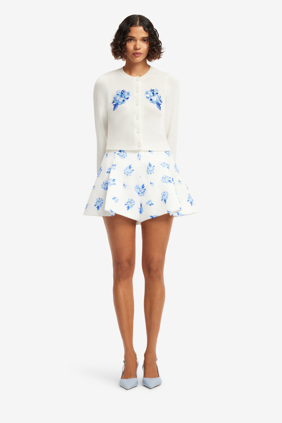 Exclusive LEO LIN Abby Shorts - Ditsy Floral Print in Snow
