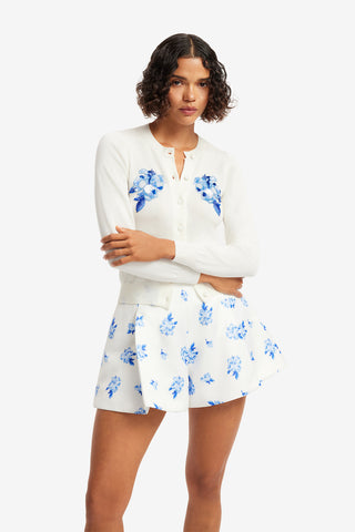 Abby Shorts - Ditsy Floral Print in Snow Shorts