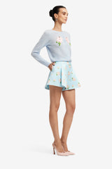 Abby Shorts - Ditsy Floral Print in Blue Shorts