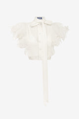 Jasmine Appliqué Flutter Sleeve Top - Snow Tops