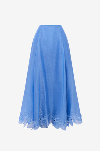 Leila Appliqué Midi Skirt - Azure – LEO LIN