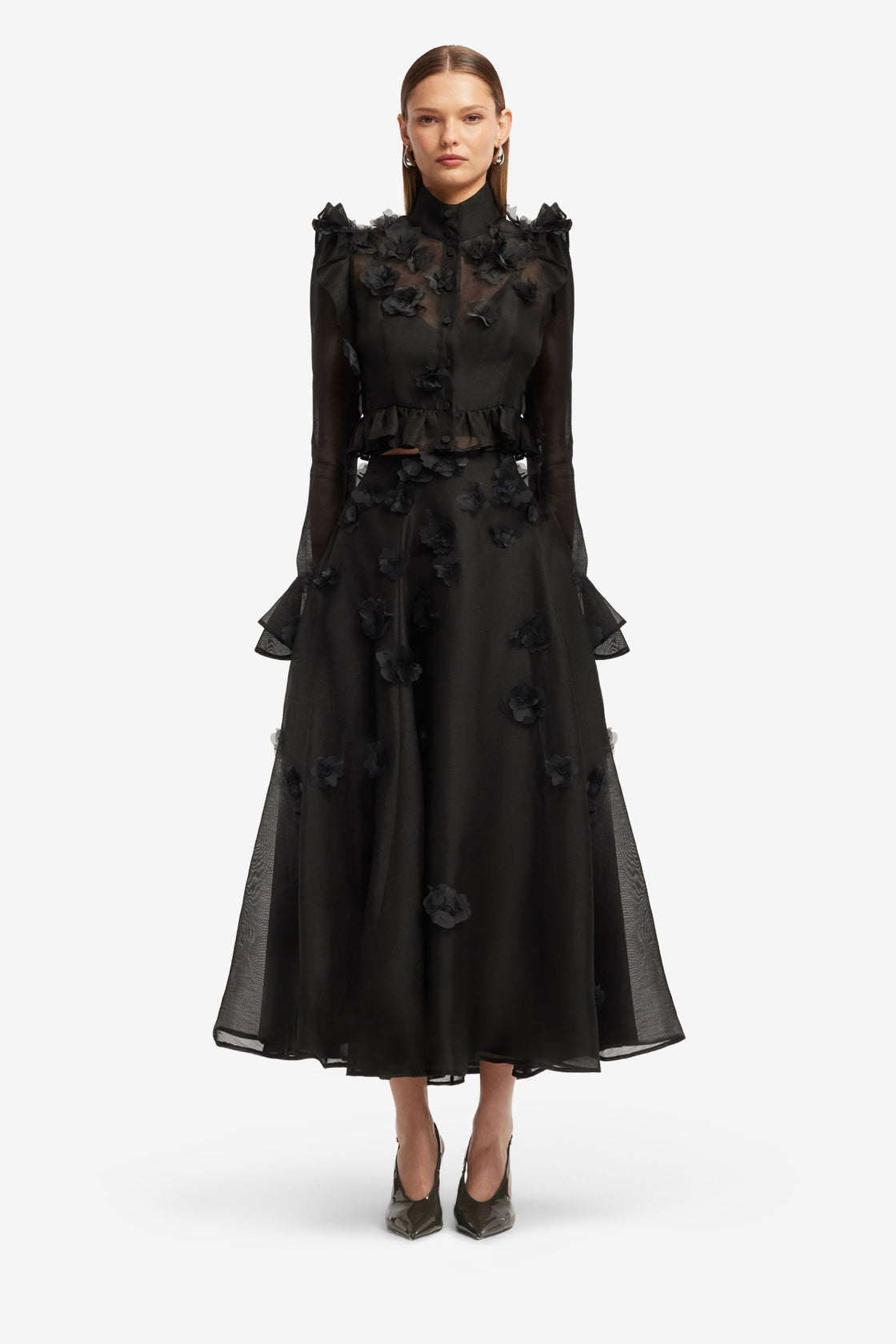 Leila Petal Midi Skirt - Ebony Skirts