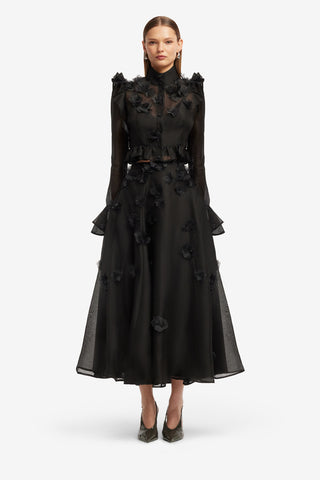 Leila Petal Midi Skirt - Ebony Skirts