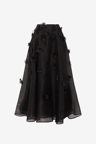 Leila Petal Midi Skirt - Ebony Skirts