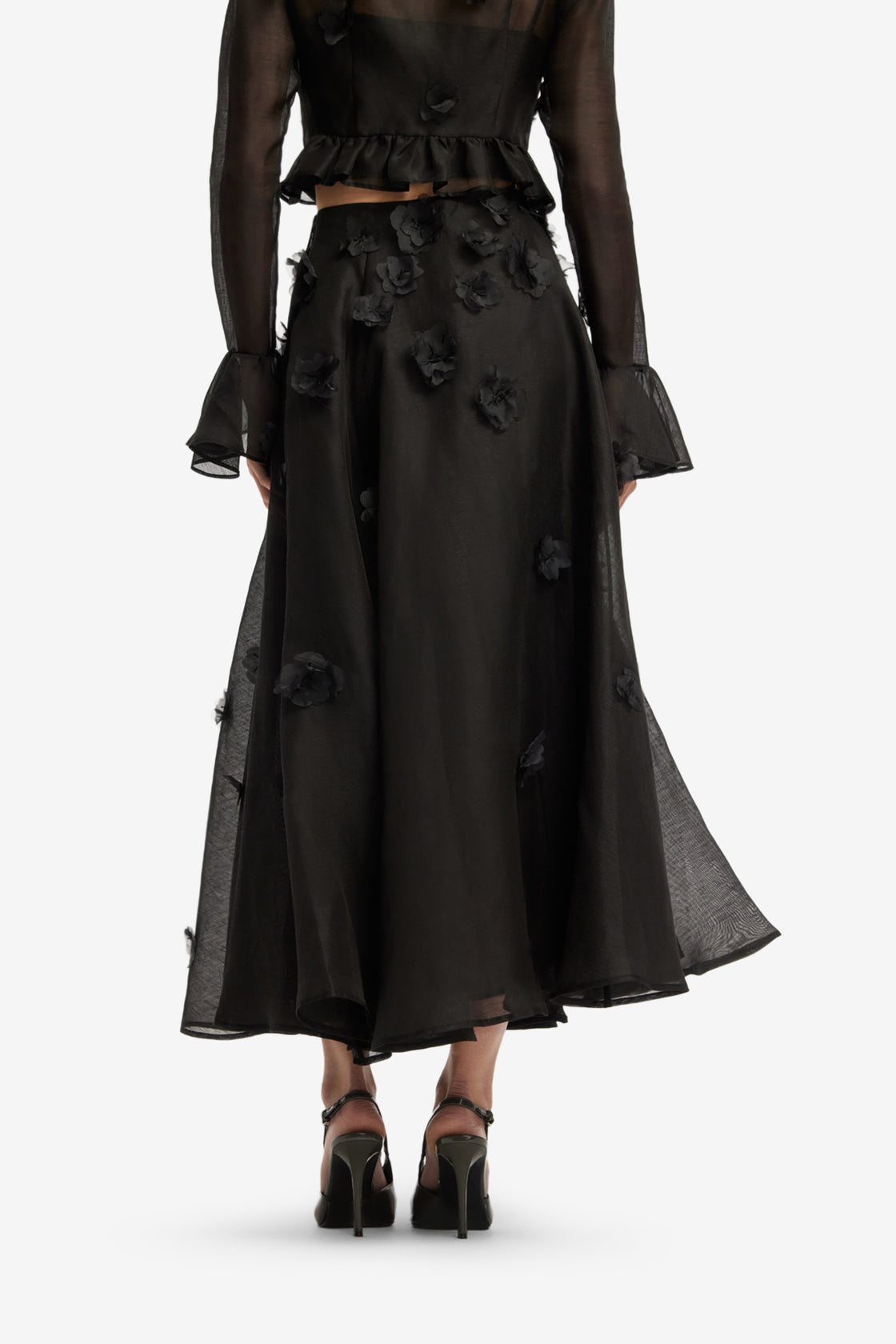 Leila Petal Midi Skirt - Ebony Skirts