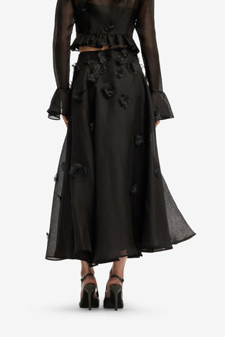 Leila Petal Midi Skirt - Ebony Skirts