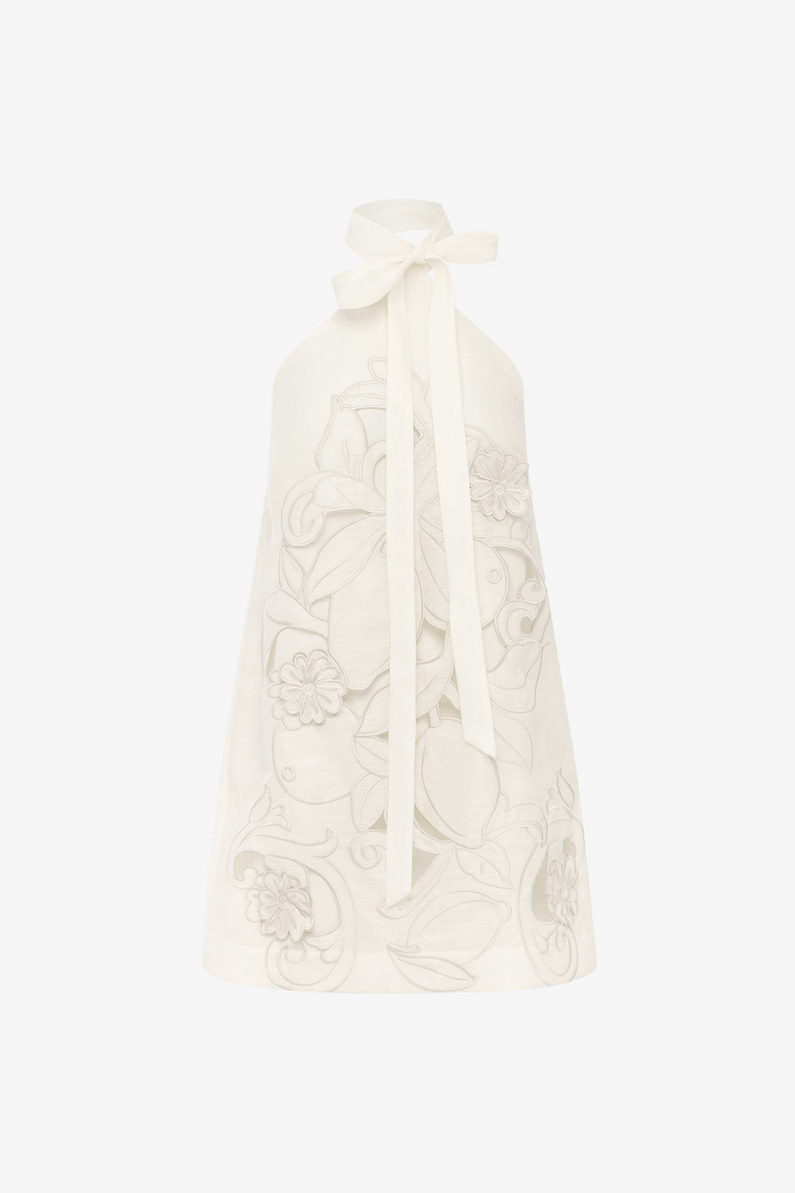 Exclusive LEO LIN Lola Applique Halterneck Mini Dress - Snow