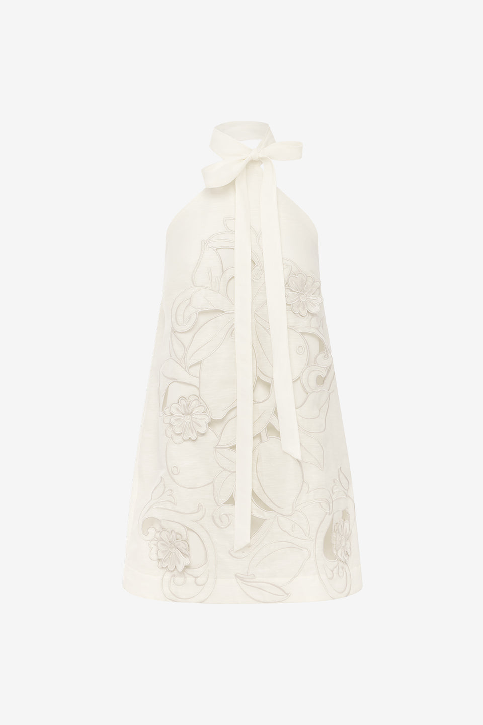 Exclusive LEO LIN Lola Applique Halterneck Mini Dress - Snow